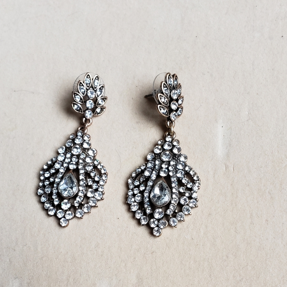 Francesca silver and gunmetal grey dangle earrings